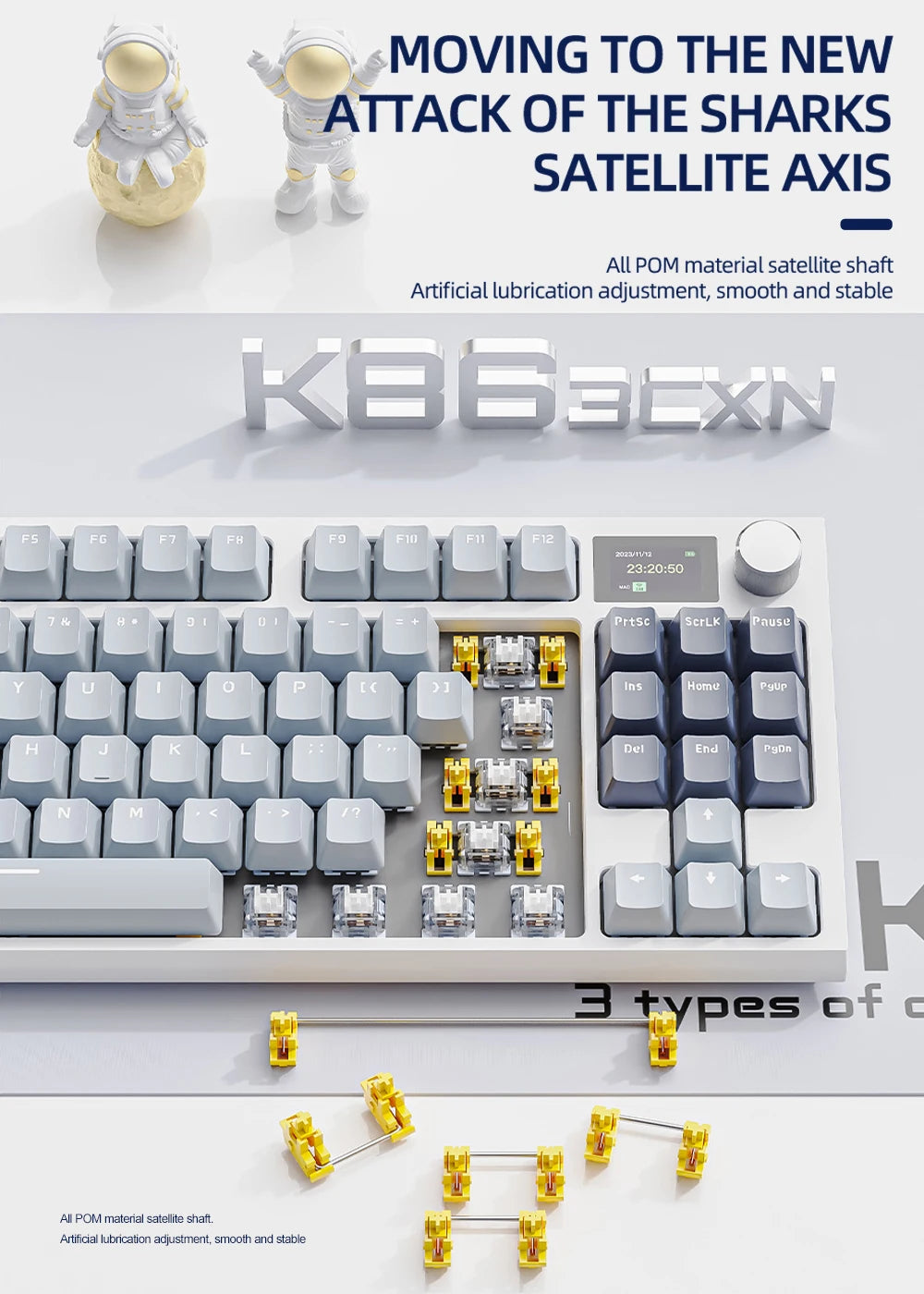 K86 Wireless Hot-Swappable Mechanical Keyboard with Display & Volume Knob