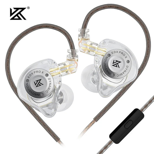 KZ EDX PRO X IEM earphones with HiFi audio, deep bass, and noise cancellation.