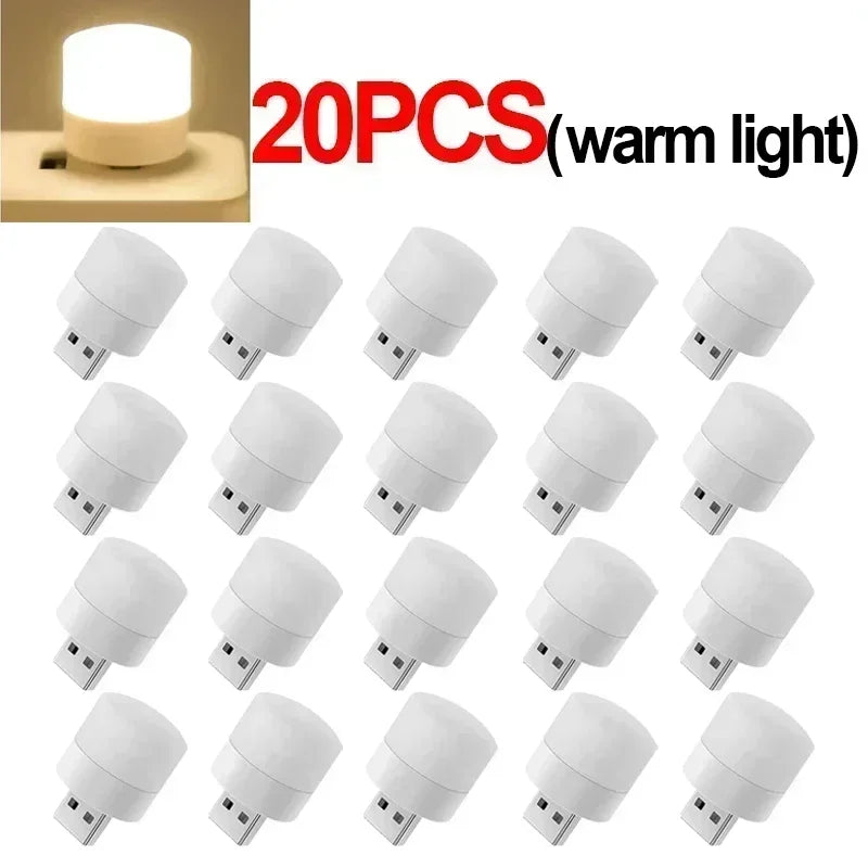 Mini USB Night Light in warm white LED, compact and energy-efficient. Ideal for reading and night lighting. Plugs into any USB port for instant illumination. Available individually or in packs of 50.