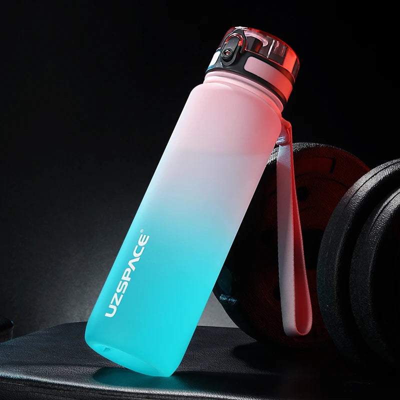 UZSPACE BPA-free sports water bottle in 500ml, 800ml, and 1000ml sizes