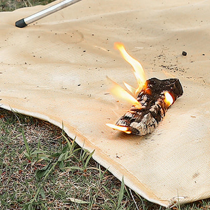 Fireproof BBQ pad and fire pit mat made of fiberglass, flame retardant for outdoor use.