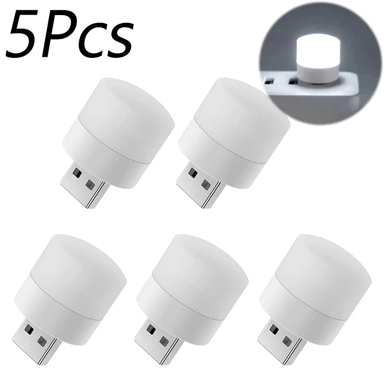 USB LED plug lamp, 1W night light providing warm white illumination. Available individually or in packs of 10, perfect for reading and portable lighting