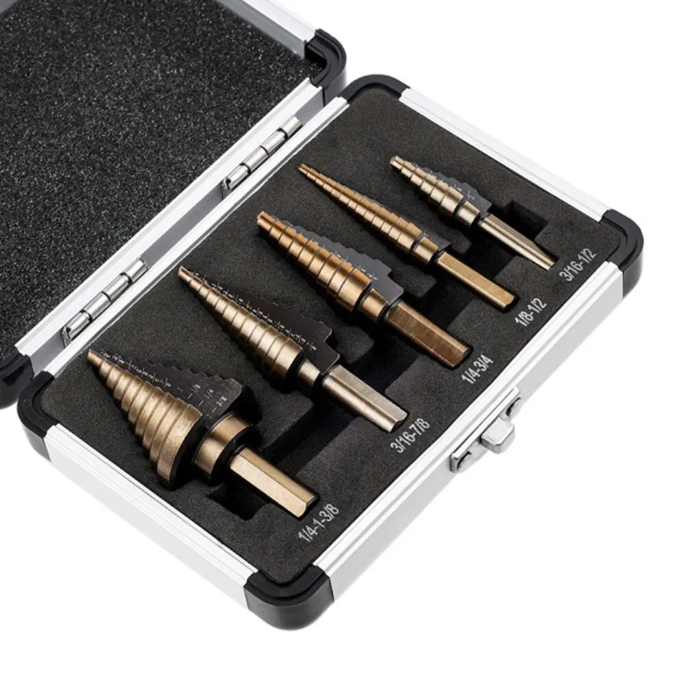 HSS 4241 Cobalt Step Drill Set - 50 Sizes in Aluminum Case for Metal & Wood