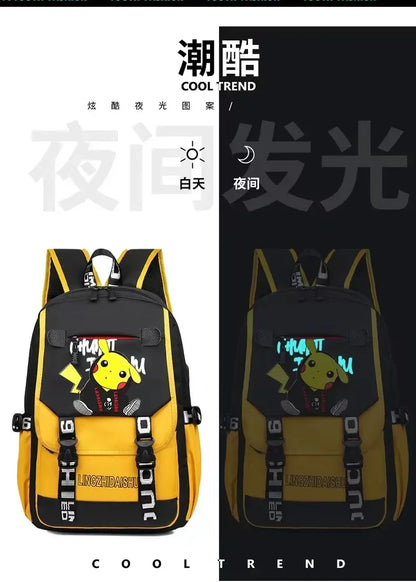 Pikachu PKQ lightweight school bag with anime design for kids, by MINISO.