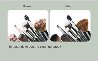 3-in-1 electric makeup brush cleaner with UV sterilization, sonic vibration, and quick-dry features. Includes a brush holder and USB cable for convenient use.