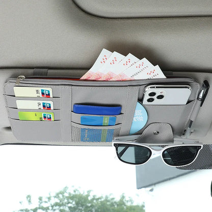 JLEC Leather Car Sun Visor Organizer for Sunglasses and Cards in Trucks