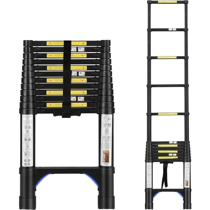 3-step aluminum folding ladder with anti-slip pedals and telescoping design, supports up to 330 lbs. Ideal for versatile tasks and easy storage.