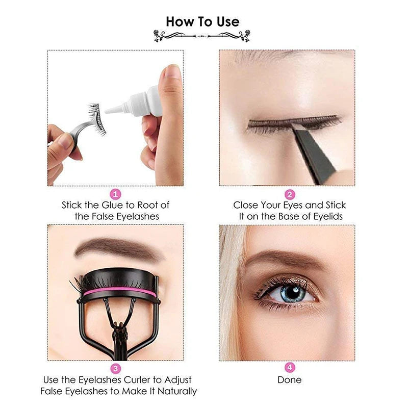 Eyelash Curler with 10pcs Replacement Pads Women Professional Eyelashes Curling Tweezers Clips Lasting Eyes Makeup Beauty Tools