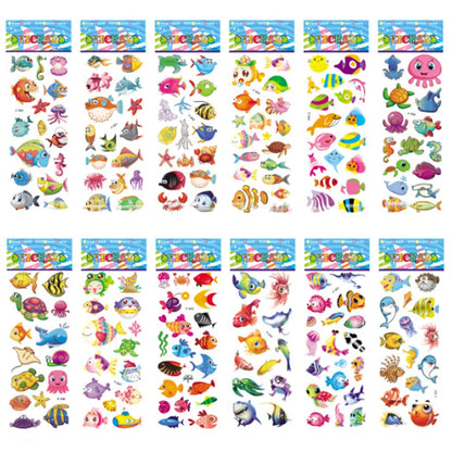 Five sheets of colorful puffy stickers featuring various cartoon designs, perfect for kids' scrapbooking and holiday gifts.