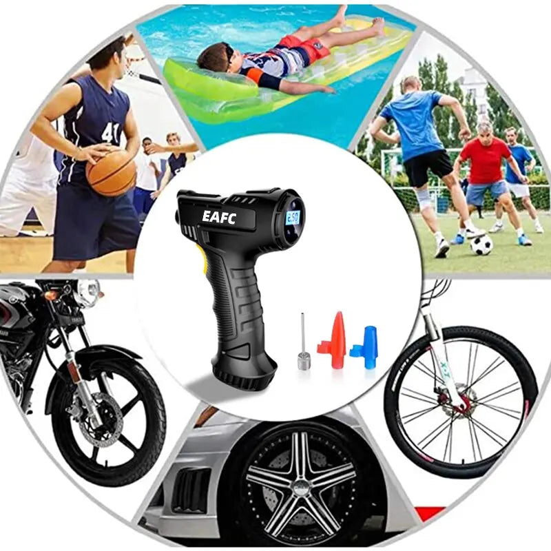 120W Handheld Air Compressor, Wireless/Wired Inflatable Pump, Digital Tire Inflator