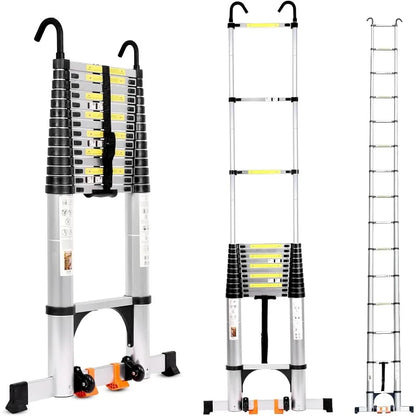 3-step aluminum folding ladder with anti-slip pedals and telescoping design, supports up to 330 lbs. Ideal for versatile tasks and easy storage.