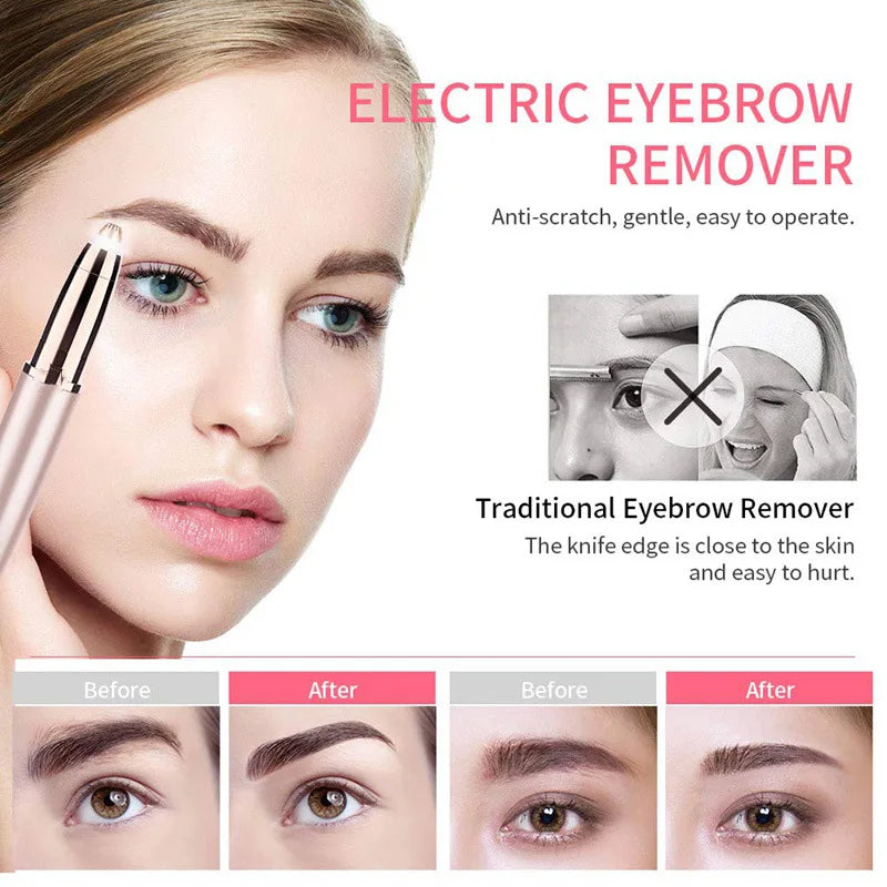 Women's Electric Eyebrow Trimmer - Painless Facial Hair Remover & Shaper