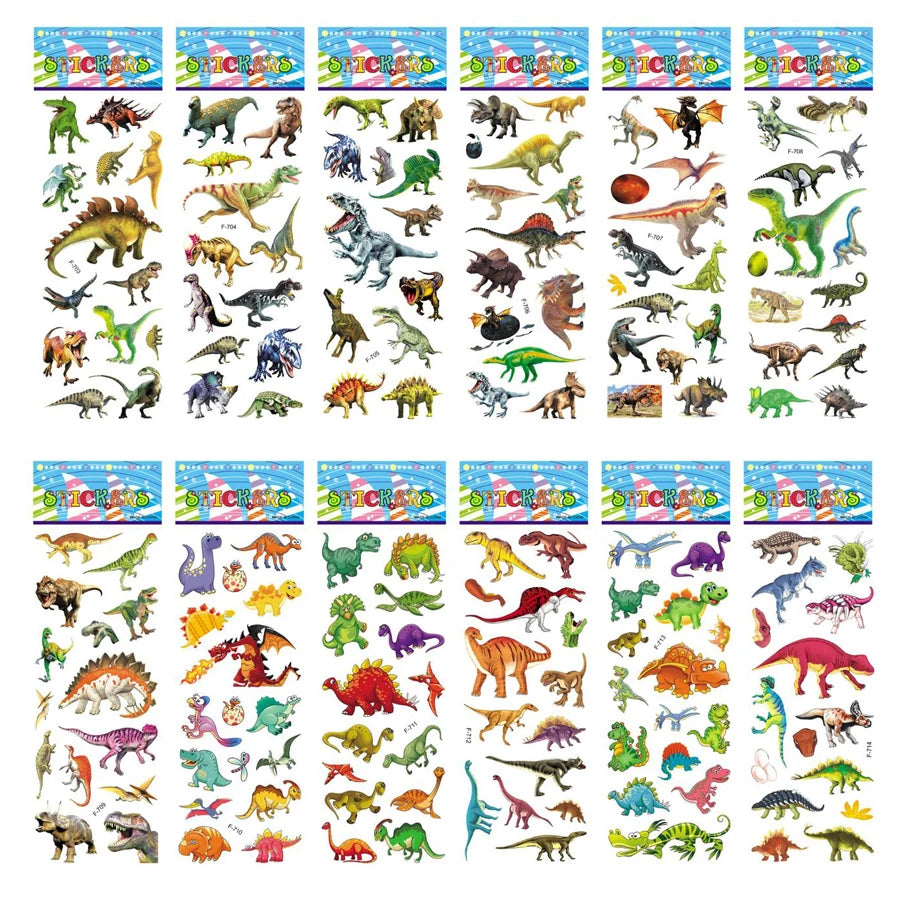 Five sheets of colorful puffy stickers featuring various cartoon designs, perfect for kids' scrapbooking and holiday gifts.