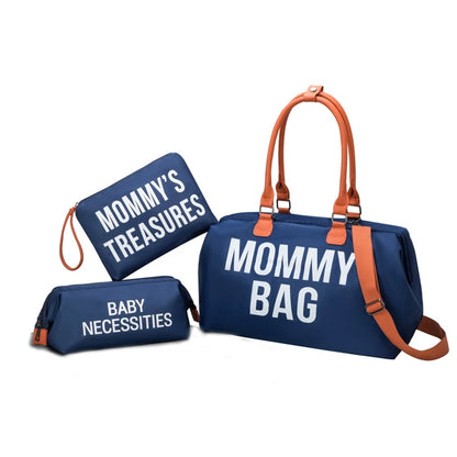 Portable travel mommy bag in a stylish print pattern, large-capacity design with an insulated compartment for milk bottles.