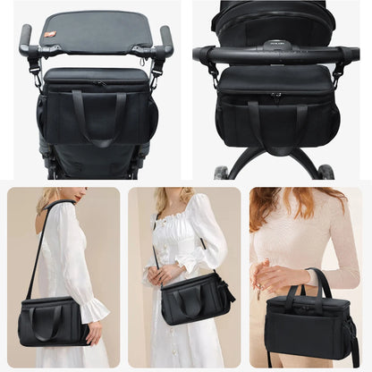 Ranavoar durable polyester stroller bag with ample storage space, suitable for babies aged 0-36 months.