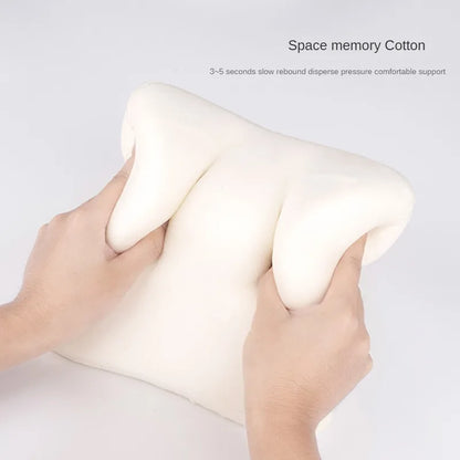 New Car Headrest Pillow Set - Sewing Leather Lumbar Waist Support Memory Foam Seat Neck Cushion