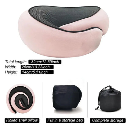 Memory Foam Neck Pillow - Portable Cervical Travel Pillow with Carry Bag