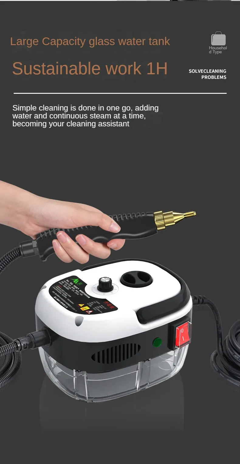 High Temperature Steam Cleaner - Handheld 2500W for Home & Car Cleaning