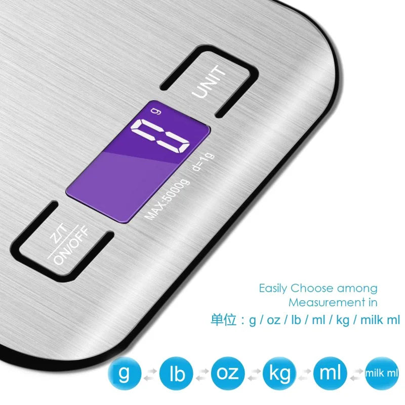 LETIITTGO digital kitchen scale with stainless steel panel and LCD display