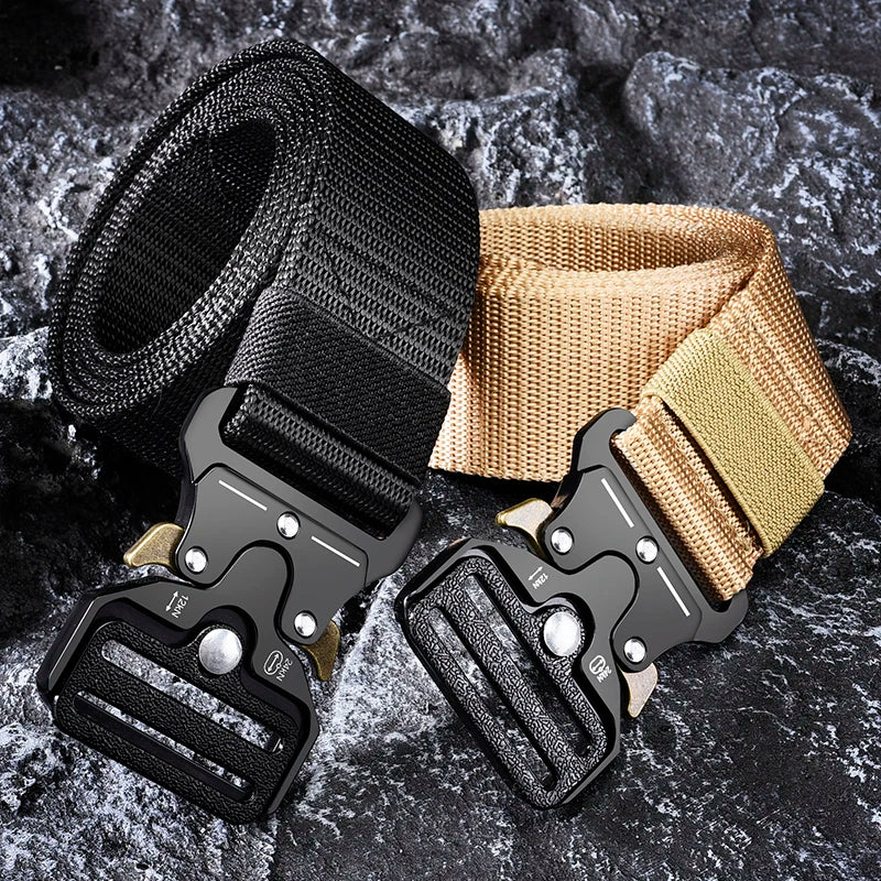 JIFANPAUL Men's army tactical belt made of high-quality canvas, designed for multi-function use in combat, survival, and outdoor activities. Unisex and stylish.