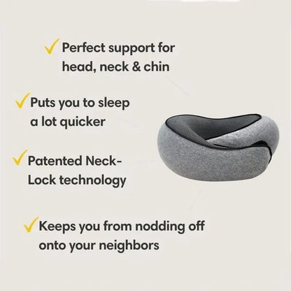 Memory Foam Neck Pillow - Portable Cervical Travel Pillow with Carry Bag