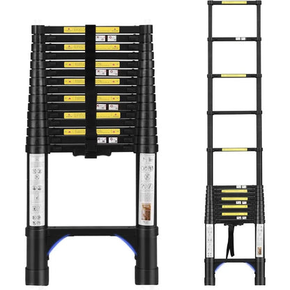 3-step aluminum folding ladder with anti-slip pedals and telescoping design, supports up to 330 lbs. Ideal for versatile tasks and easy storage.