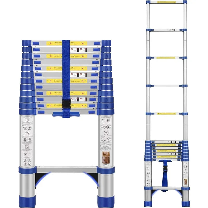 3-step aluminum folding ladder with anti-slip pedals and telescoping design, supports up to 330 lbs. Ideal for versatile tasks and easy storage.