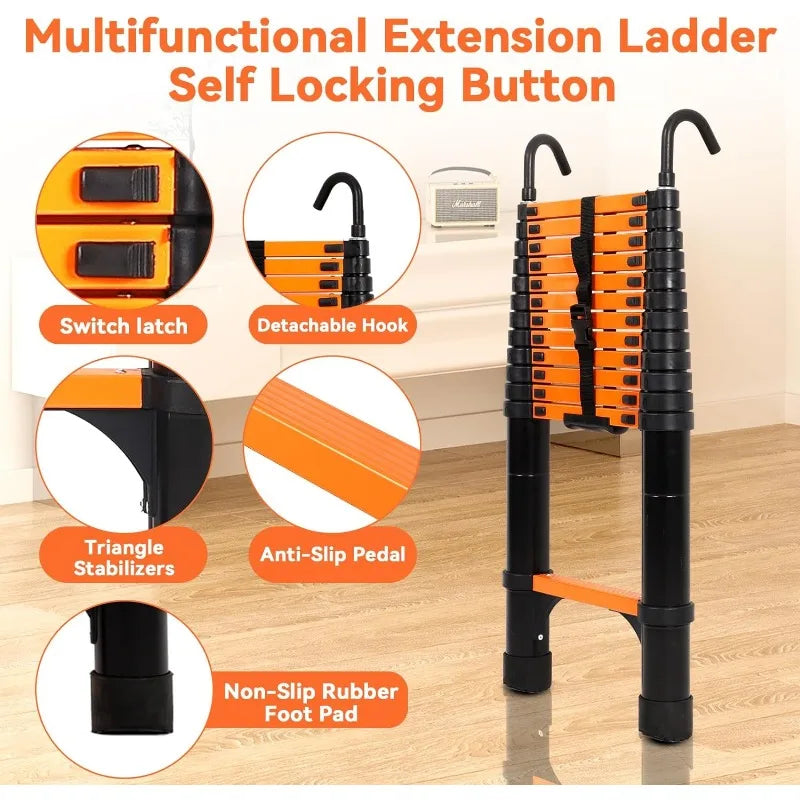 3-step aluminum folding ladder with anti-slip pedals and telescoping design, supports up to 330 lbs. Ideal for versatile tasks and easy storage.