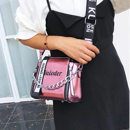 Yogodlns fashion PVC shoulder and crossbody bag with soft flap design, featuring a nylon-lined interior and zipper closure, ideal for women's versatile everyday use.