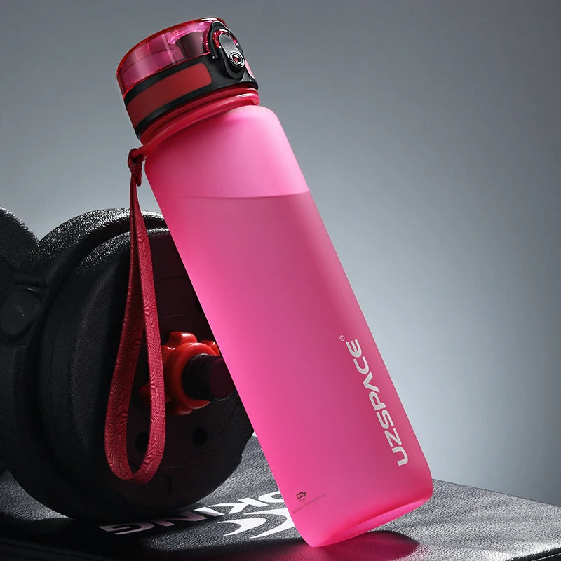 UZSPACE BPA-free sports water bottle in 500ml, 800ml, and 1000ml sizes