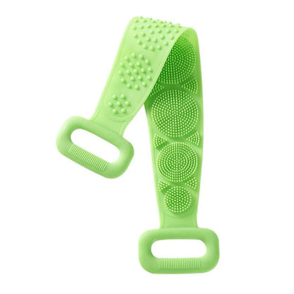 Silicone body scrubber bath brush with long strap for exfoliating and back massage