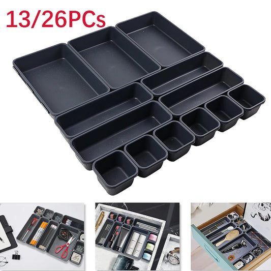 13/26 PCs Drawer Organizers Separator - Plastic Storage Boxes for Home & Office