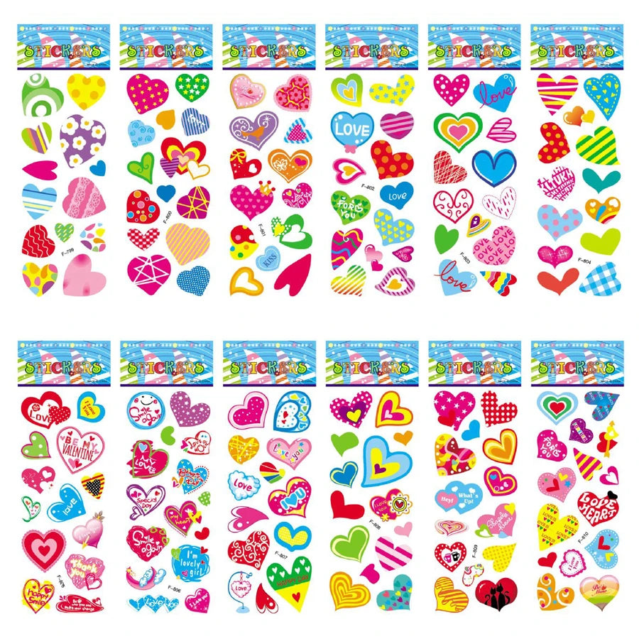 Five sheets of colorful puffy stickers featuring various cartoon designs, perfect for kids' scrapbooking and holiday gifts.