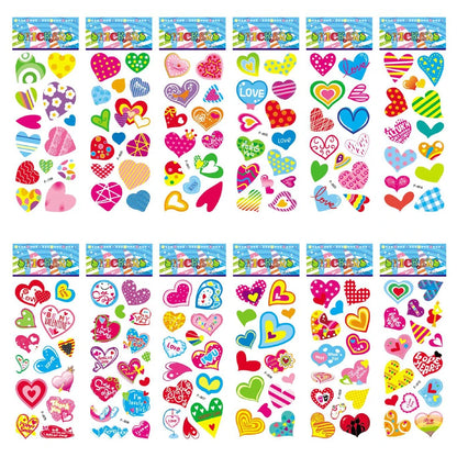 Five sheets of colorful puffy stickers featuring various cartoon designs, perfect for kids' scrapbooking and holiday gifts.