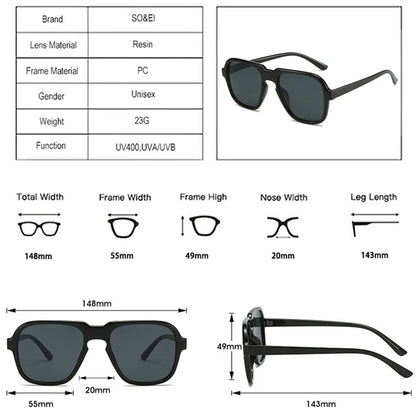 SO&EI Square Women Retro Sunglasses - UV400 Gradient Lens Fashion Shades