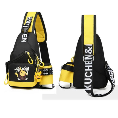 Pikachu One Shoulder Messenger Bag made from high-quality canvas, perfect for daily use.