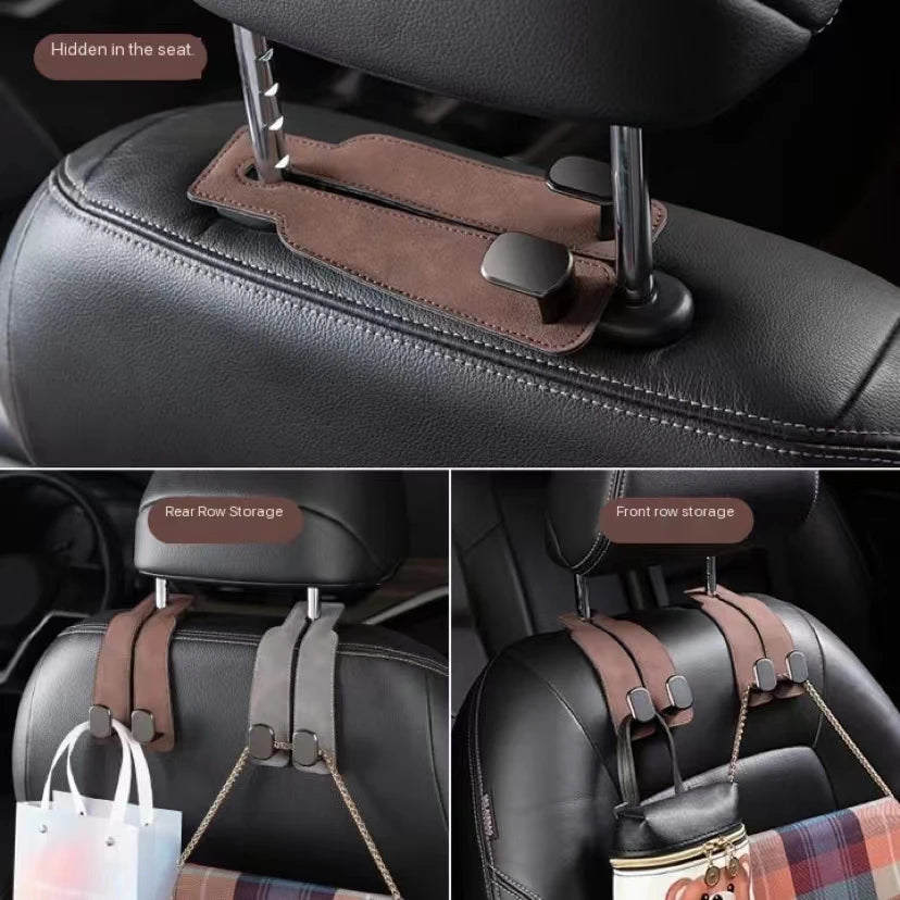 Double Hook Car Seat Holder for organizing bags and accessories in your car.