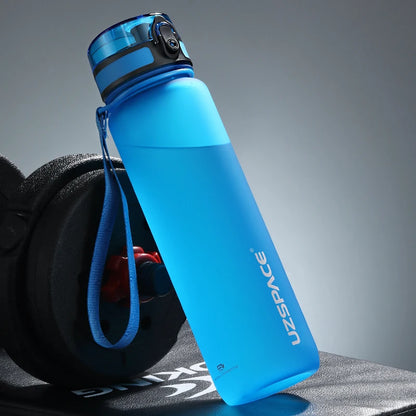 UZSPACE BPA-free sports water bottle in 500ml, 800ml, and 1000ml sizes