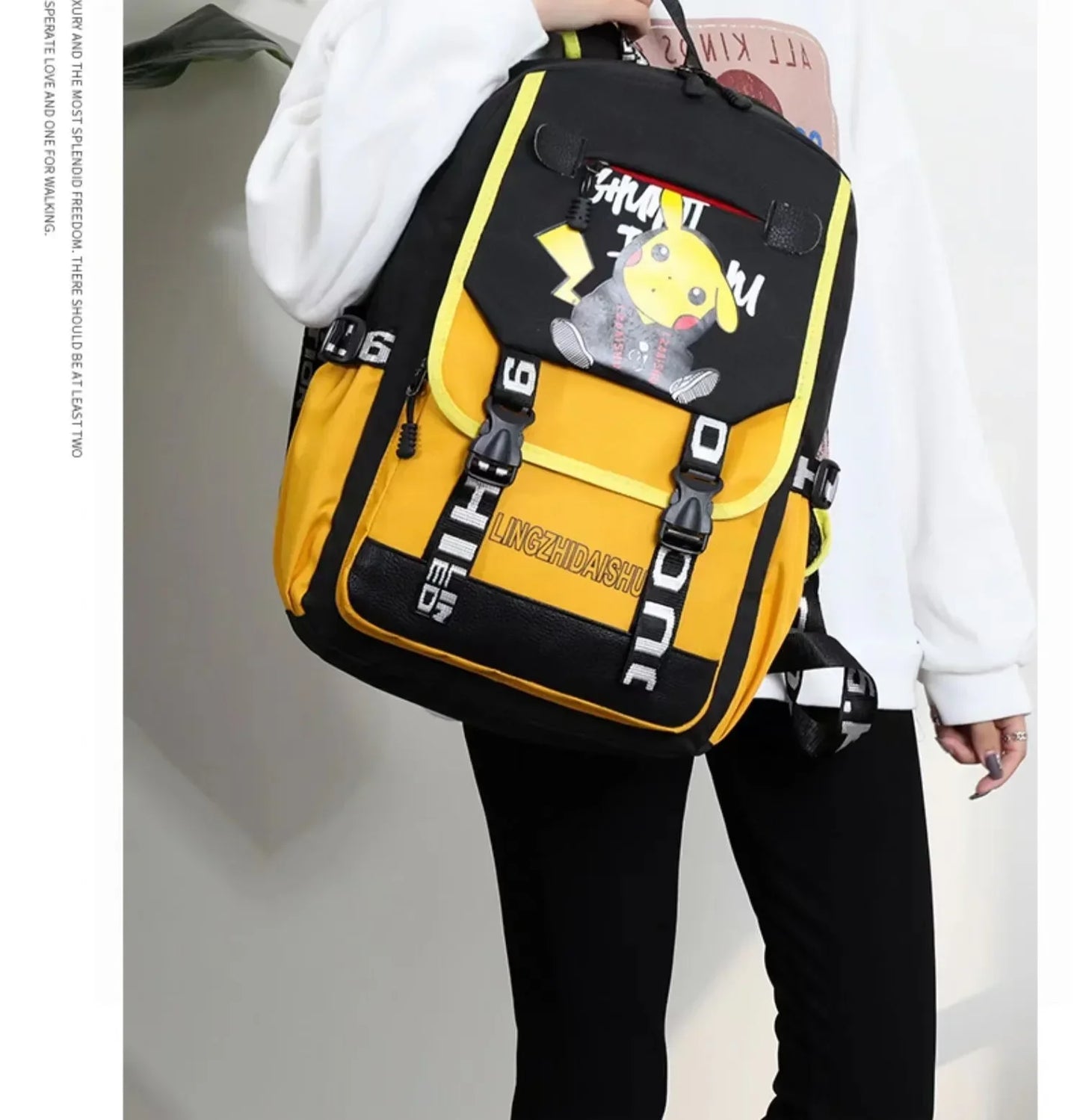 Pikachu PKQ Lightweight School Bag for Kids - Trendy Anime Kawaii Backpack by MINISO