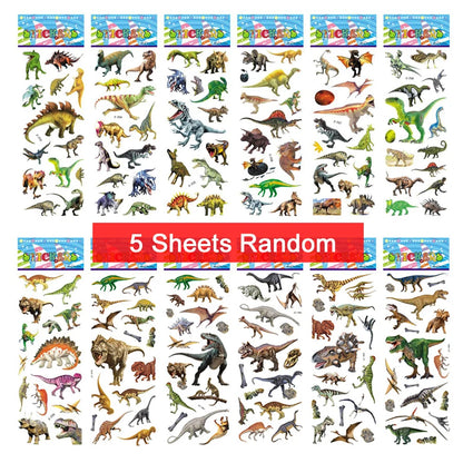 Five sheets of colorful puffy stickers featuring various cartoon designs, perfect for kids' scrapbooking and holiday gifts.