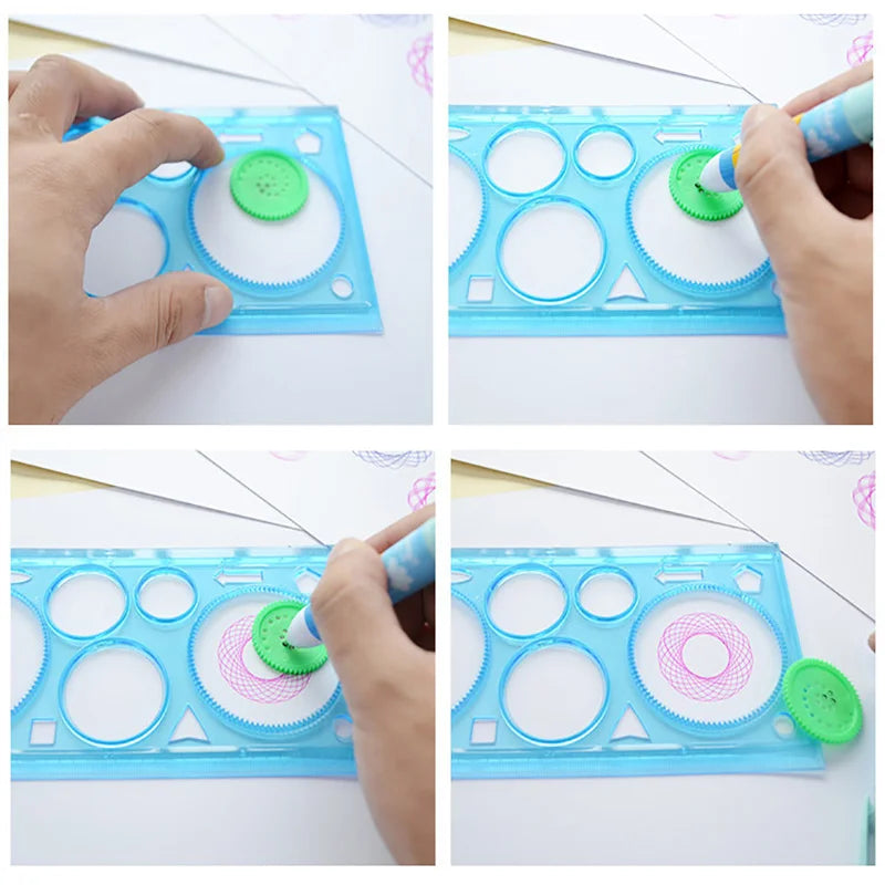 Kids Geometry Spirograph Drawing Stencils Set - Educational Art & Craft Toy