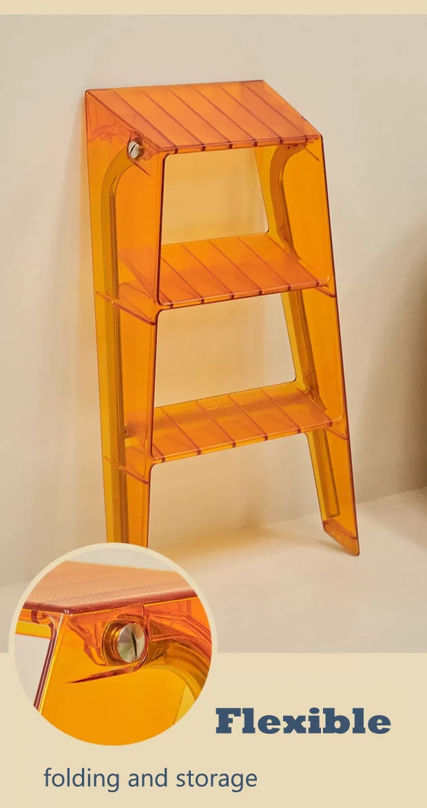 Acrylic Transparent Plastic Folding Stepladder – 3-Step Indoor Ladder