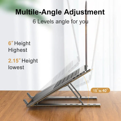 Portable Aluminum Laptop Stand - Foldable MacBook Air/Pro & PC Support