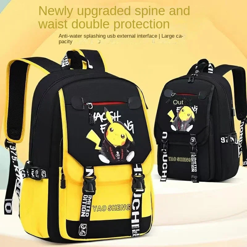 Pikachu PKQ lightweight school bag with anime design for kids, by MINISO.