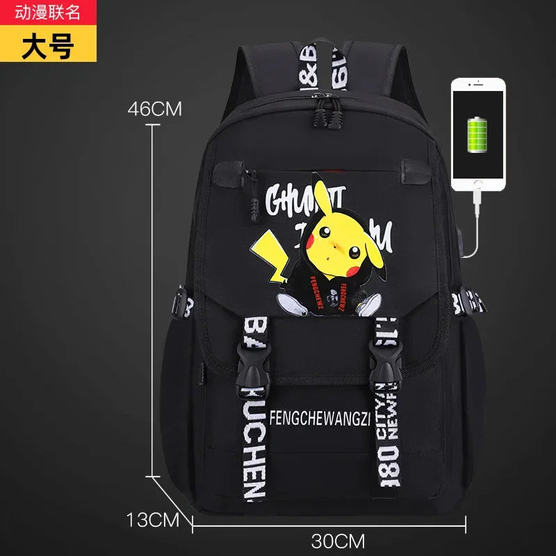 Pikachu PKQ lightweight school bag with anime design for kids, by MINISO.