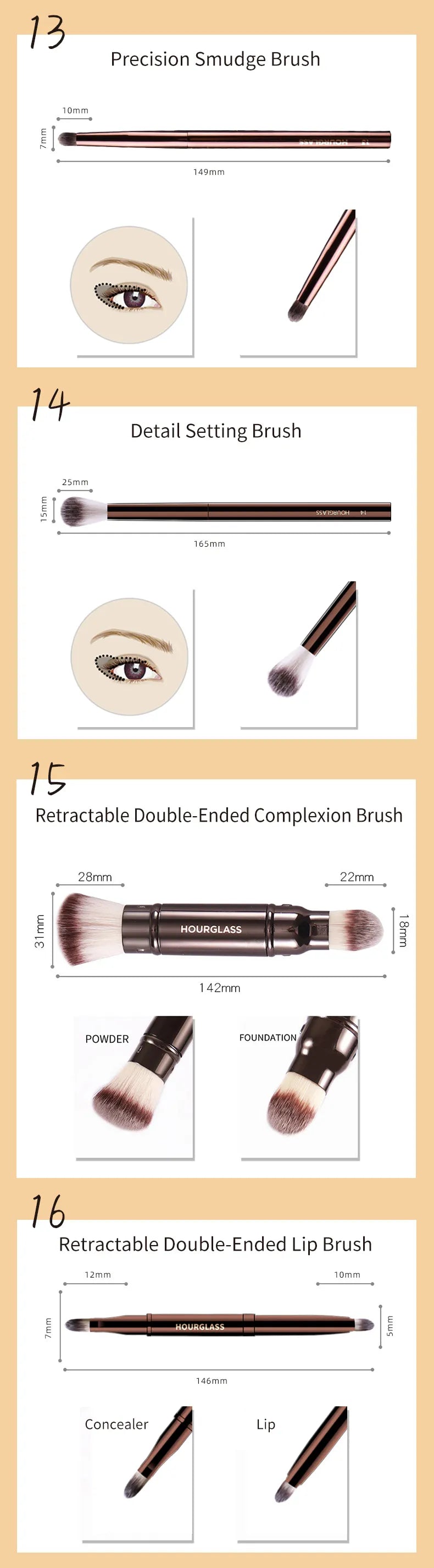 Hourglass Multi-Use Makeup Brush for Foundation, Blush, Eye Shadow, and More