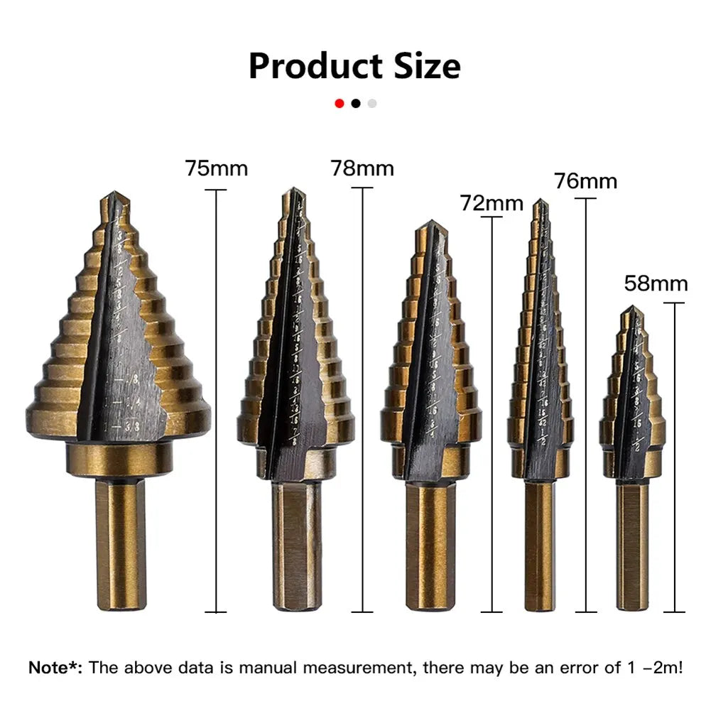 HSS 4241 Cobalt Step Drill Set - 50 Sizes in Aluminum Case for Metal & Wood