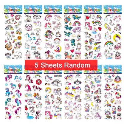 Five sheets of colorful puffy stickers featuring various cartoon designs, perfect for kids' scrapbooking and holiday gifts.