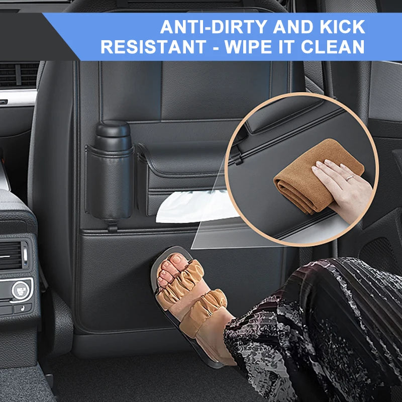 SEAMETAL Car Seat Back Storage Bag Multifunctional Storage Anti-Kick Mats Large Capacity Car Backseat Organizer Protector Pad