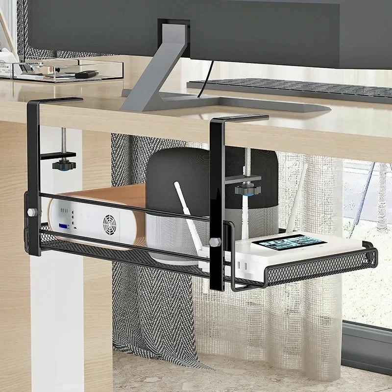 Under Desk Cable Management Tray, No Drill Steel Desk Cable Organizers, Wire Management Tray Cable Management Rack